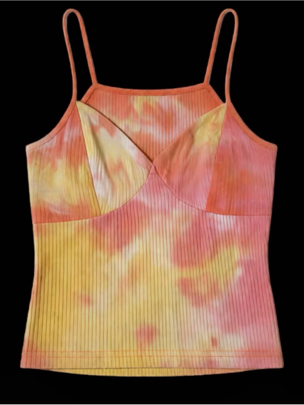 Rue21 Pink & Yellow Tie-Dye Ribbed Cami